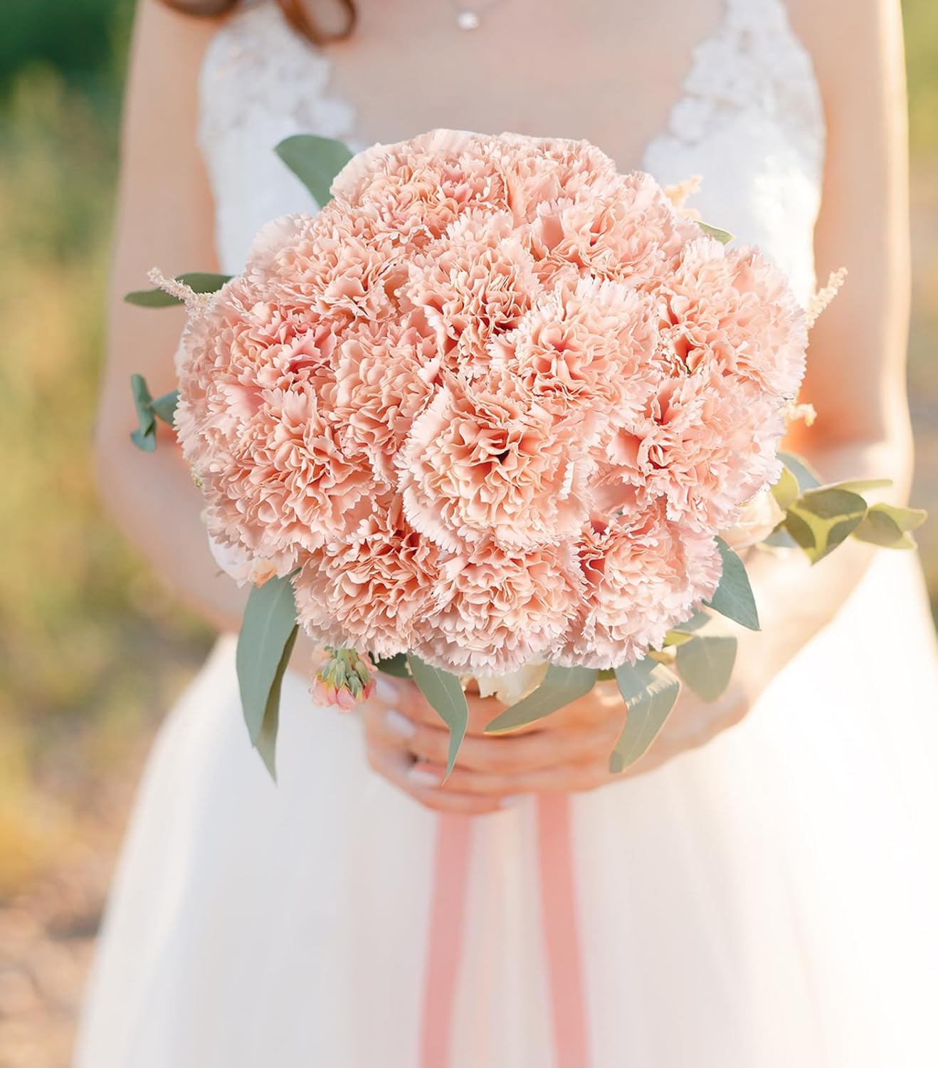 Light Pink Carnations Fake Flowers 15PCS Silk Carnations Artificial Flowers 20.47" Long Stems Faux Flowers Bulk for Wedding Bridal Bouquets, DIY Crafts, Home Party Garden Decor(Light Pink)