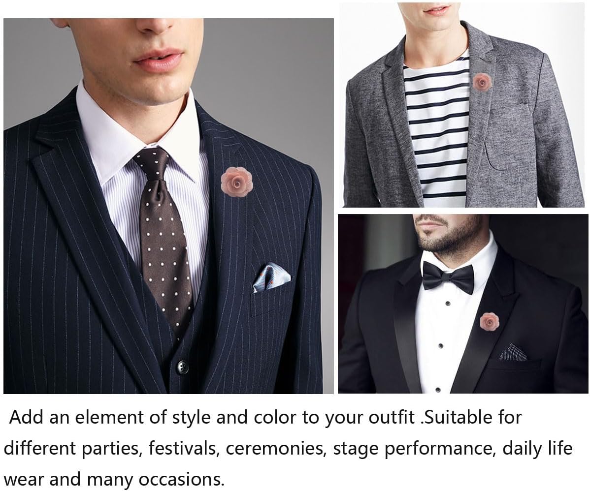 Men's Lapel Flower Handmade Boutonniere Pin for Suit