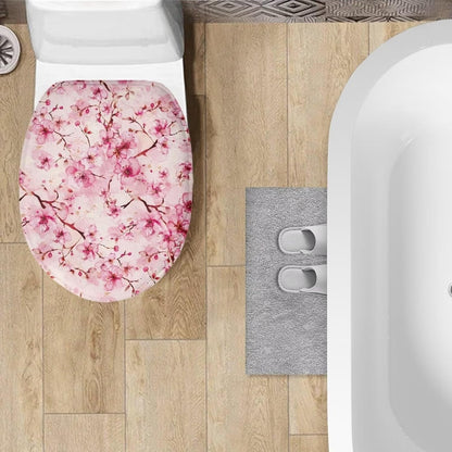 Cherry Blossom Toilet Seat Covers for Bathroom Pink Toilet Lid Cover Elongated Round Oblong Lids Toilet Cover Protector Soft Washable Toilet Seat Lid Cover