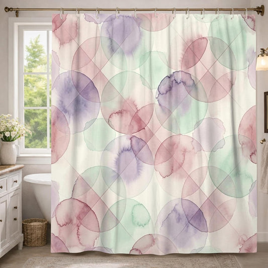 Circle Shower Curtain, Modern Minimalistic Watercolor Gradient None Pastel Peach Polyester Waterproof Bathtub Cloth Curtains Decor for Bathroom Guest Room 54x78 Inch