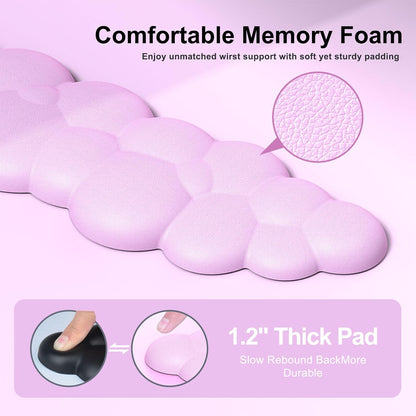 MOKURU Cloud Mouse Pad with Wrist Rest, Cloud Keyboard Wrist Rest, Mouse Pad Wrist Support, Ergonomic Keyboard Mouse Wrist Support (Pink)