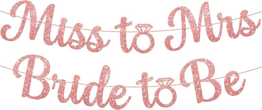 KatchOn, Rose Gold Miss to Mrs Bride to Be Banner - No DIY, 10 Ft | Glitter Miss to Mrs Banner for Bridal Shower Decorations | Bridal Shower Banner Backdrop | Bride to Be Sign, Bachelorette Party Decorations
