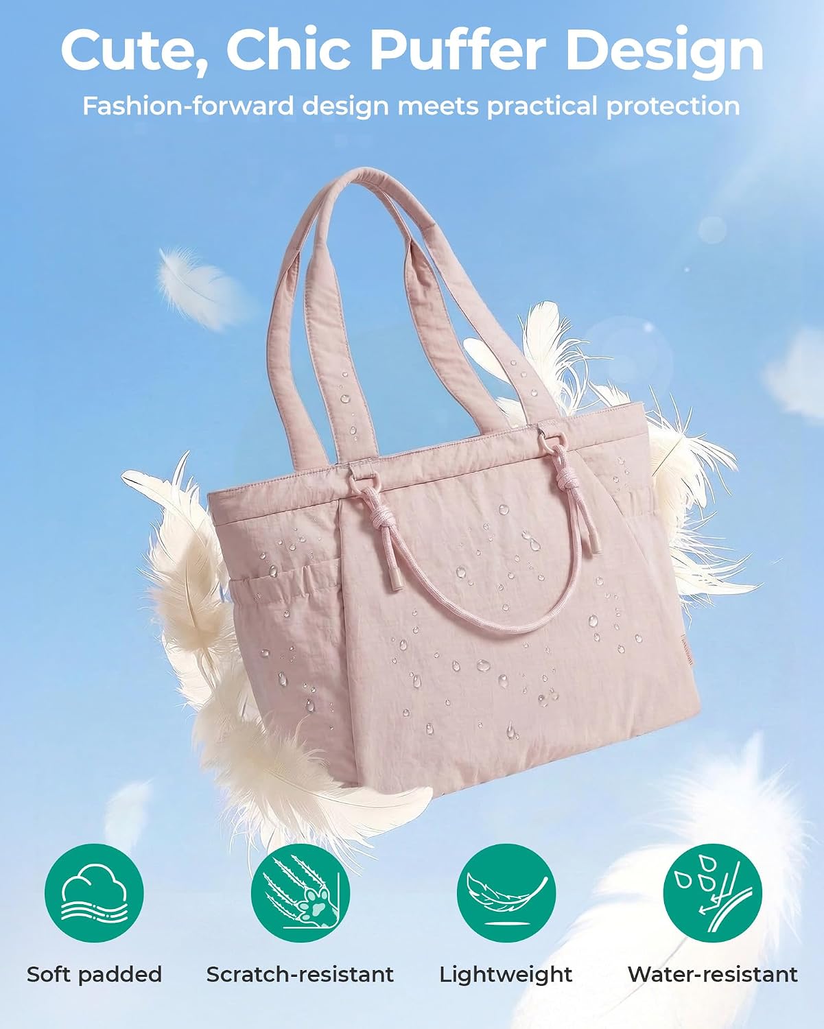 BAGSMART Yoga Pilates Tote Bag for Women with Knotted Handle, Gym Bag | 23L lightweight & waterproof shoulder sling bag, gym bag with yoga mat holder, for 15.6'' Laptop, ideal for work travel