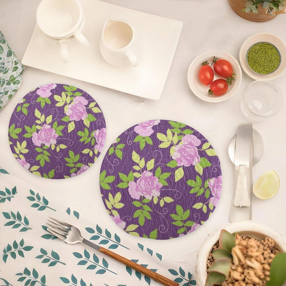 Hot Dishes 2 Pcs, Light Pink Flower Large Trivets Set for Hot Dishes Pots and Pans, Cotton Coasters Kitchen Accessories for Cooking Baking Dish Pan Pot Bowl Teapot