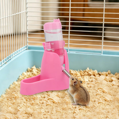 Litewoo 3 in 1 Hamster Water Bottle Small Animal Water Bottle with Food Container Base Hut Hanging Pet Automatic Feeding Drinking Dispenser for Dwarf Hamster Rats Mouse Gerbil Mice