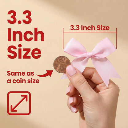 Pink Gift Wrap Bows – 50pcs 3.3 Inch Elegant Satin Bows for Gift Wrapping, Wedding Decor, Baby Shower, Party Decorations, Birthday, Christmas, Anniversary, DIY Crafts, Gift Bags