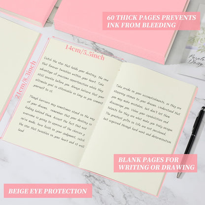 Thenshop 30 Pcs A5 Kraft Notebooks Blank Journal Bulk Unlined Paper Sketchbooks Composition Notebooks 60 Pages 8.3 x 5.5 Inch for Students Office School Back to School Supplies(Pink)