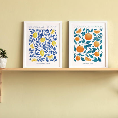 JXREQ Italian Lemon Peach Fruit Wall Art Decor for Home Kitchen Living Room Dining Room Bathroom, Peach Bathroom Decor for Wall, 8x10 Inch Unframed