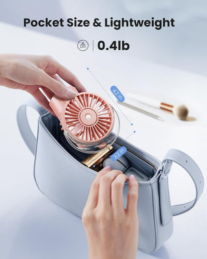 Gaiatop Portable Misting Fan, 180° Foldable Handheld, 3 Speeds USB Rechargeable, Spray Water Mist with LED Digital Display, Personal Cooling Mini Hand Fans for Travel, Hiking, Concert, Outdoor (Pink)