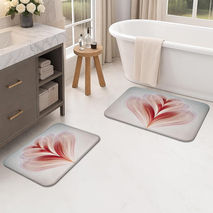 Abstract Floral Quick Dry Bath Mat, Elegant Blush Petals Non Slip Shower Mat, Spring Decorative Flannel Washable Bath Rugs for Bathroom Toilet Restroom 16x24 Inch