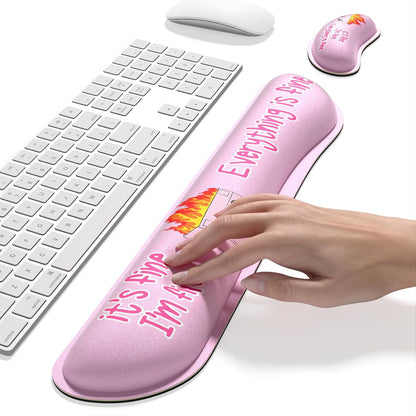 Dapesuom Enlarge Keyboard Wrist Rest, Memory Foam Wrist Cushion for Desk Mats Support, Typing Pain Relief Keyboard Mouse Pad Rests Set with Non-Slip Base for Gaming Laptop Computer, Pink Dumpster