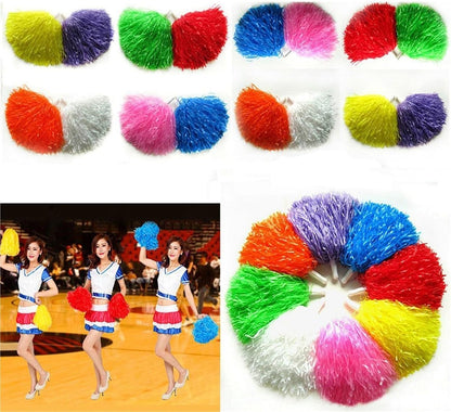 Shining Cheer Pom Poms 8pair Concert Double Hole Handle Fancy Cheerleader Pompoms Cheerleading Cheering Ball Dance Party Decorator Club Sport Supplies