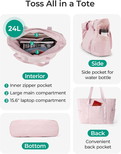 BAGSMART Tote Bag for Women, Tote Bag with Zipper Work Tote with Compartments Nurse Shoulder Hanbag for Travel, Gym