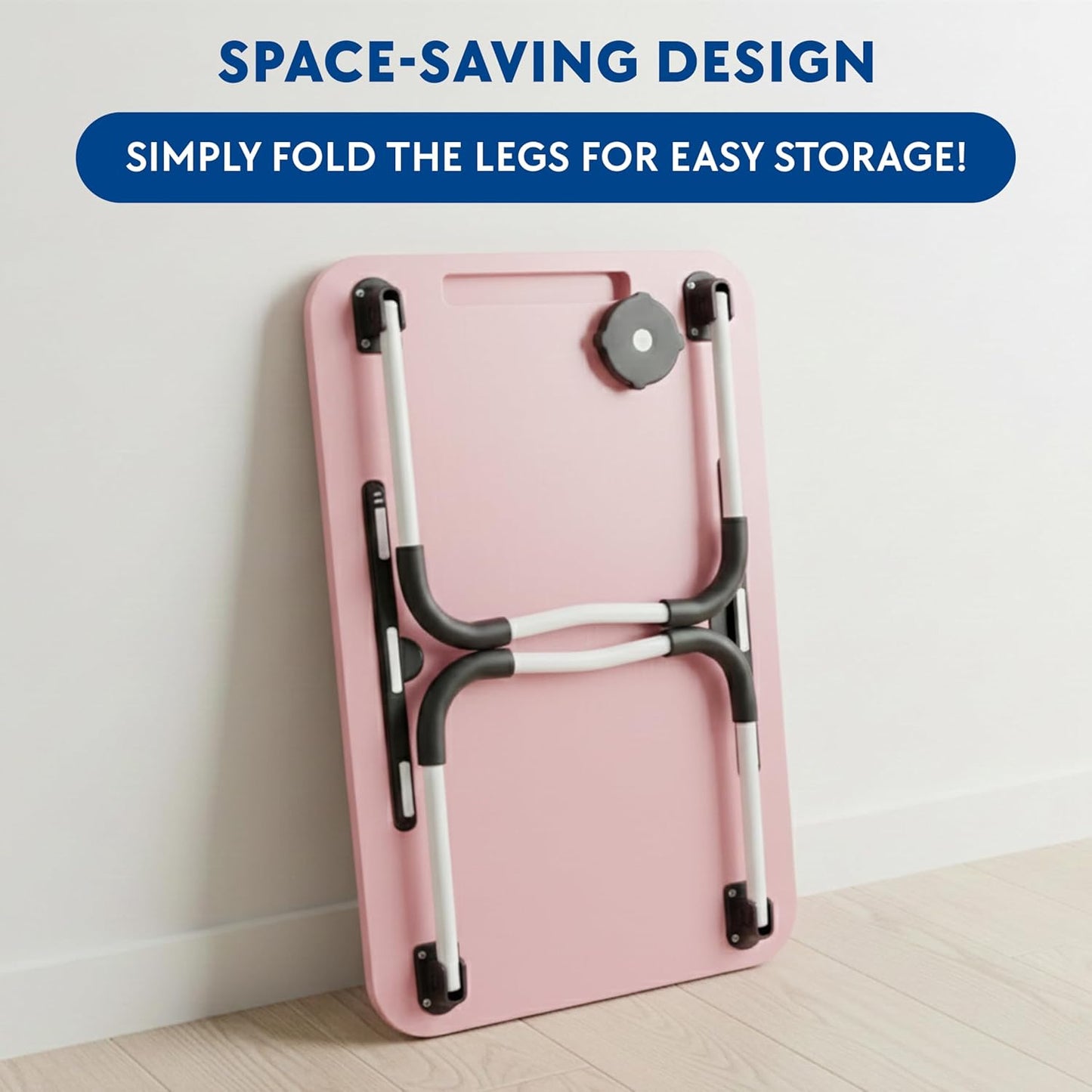 Laptop Bed Table, Laptop Desk with Foldable Legs & Cup Slot, Portable Tablet Notebook Stand Breakfast Bed Tray with Curved Design Charging Slot & Handle for Sofa, Bed (Pink and Green) (Pink)