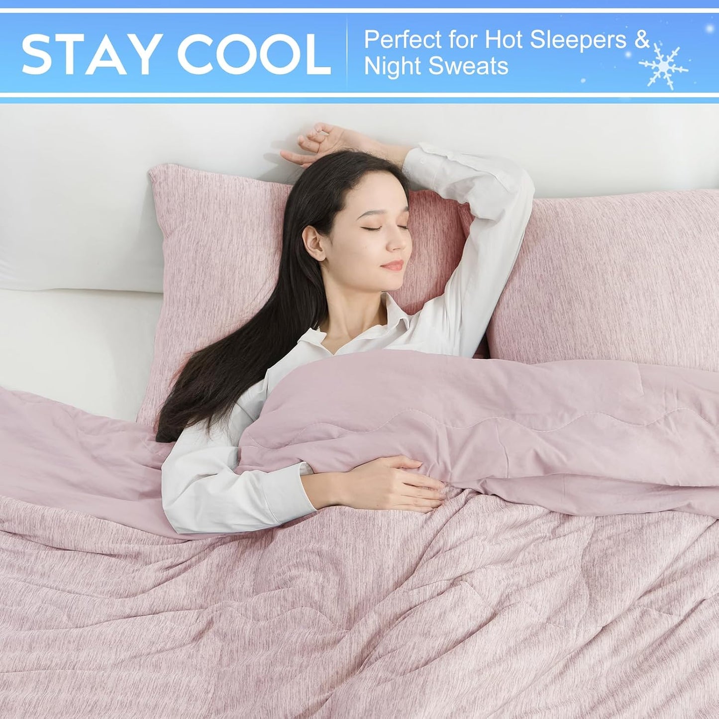 CHOSHOME Cooling Comforter Twin Size,Cooling Blanket with Q-Max 0.45 Arc-Chill Cooling Fiber,Cool Sleeping Summer Blanket for Night Sweats Hot Sleeper (60" x 90", Pink