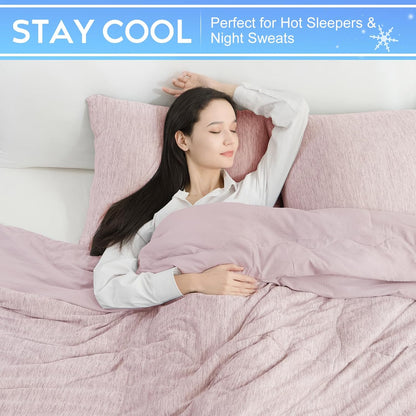 CHOSHOME Cooling Comforter Twin Size,Cooling Blanket with Q-Max 0.45 Arc-Chill Cooling Fiber,Cool Sleeping Summer Blanket for Night Sweats Hot Sleeper (60" x 90", Pink