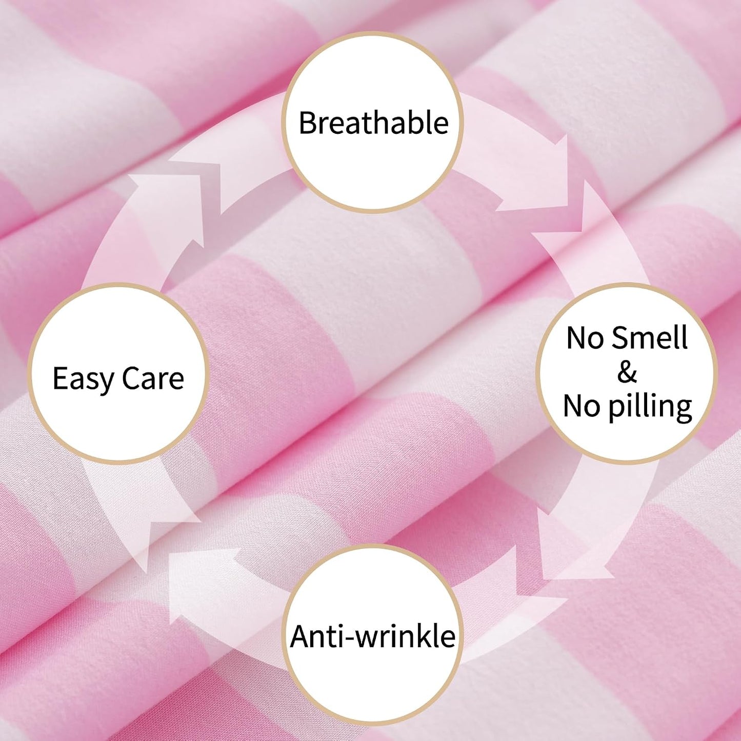 Best Season Queen Size Sheet Set 4 Piece -Pinstripe Microfiber Soft Durable Bedding Sheet Set,Deep Pocket,Stain,Fade & Wrinkle Resistant (Stripe Pink&White)
