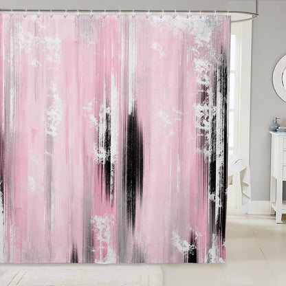Feelyou Abstract Shower Curtain for Bathroom Decor Modern Abstract Art Bath Curtain Pink Gray White Bathroom Accessories Luxury Waterproof Polyester Fabric for Stalls Bathtubs 72"x78"