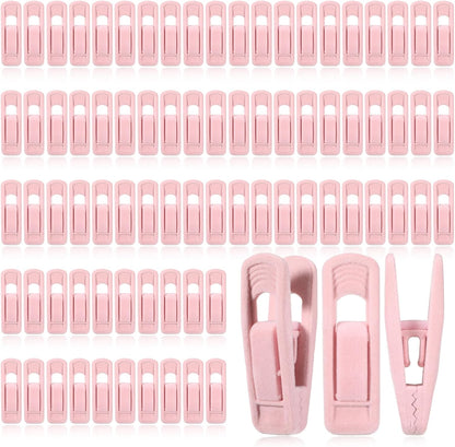 Pink Velvet Hangers Clips, 80 Pack Strong Finger Clips Velvet Pants Hanger Velvets Clip Skirt Hanger Clip for Thin Velvets Clothes Suit Hangers