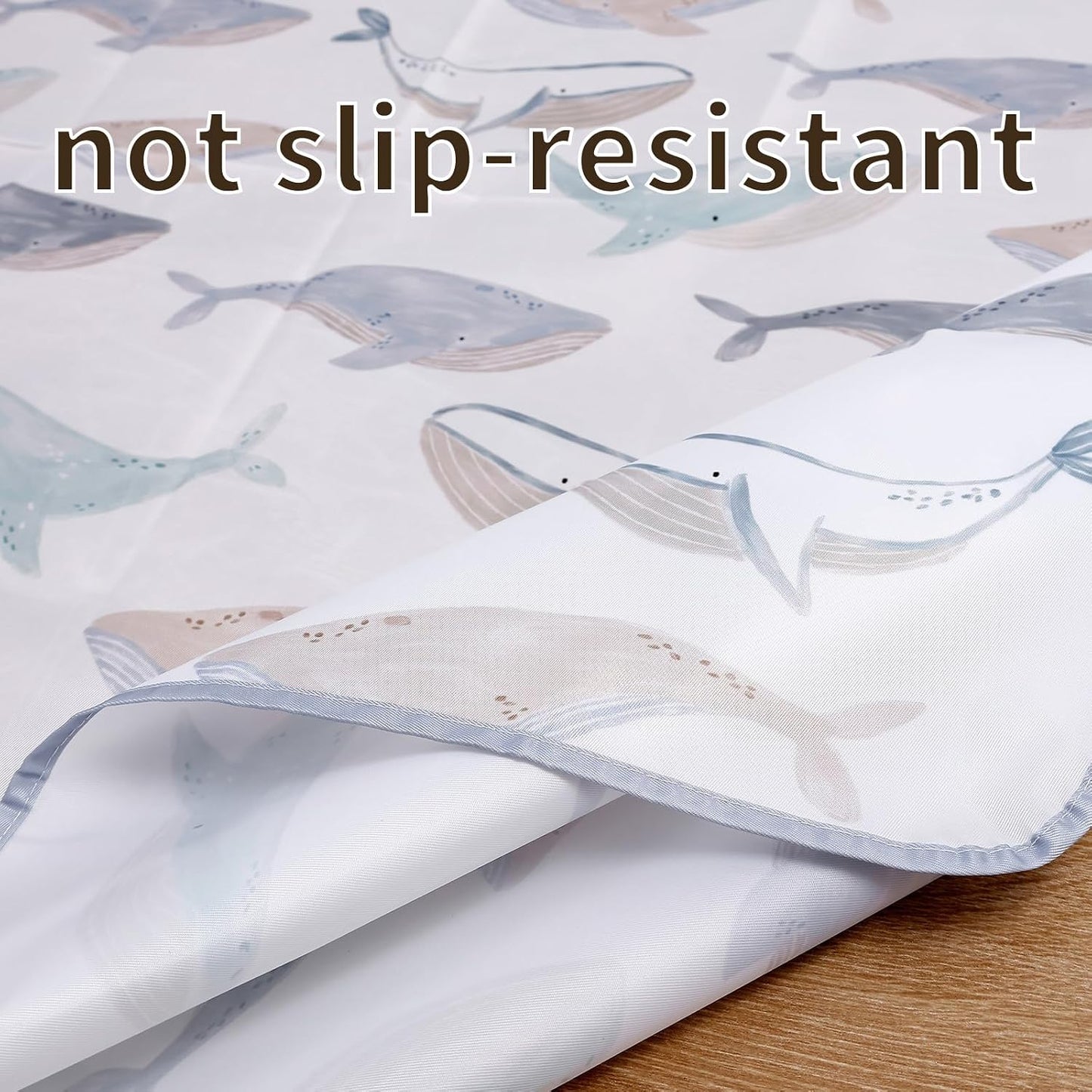Baby Splat Mat for Under High Chair, 51 x 51 Inch Wipeable Splash Mat，Floor Protector，Wipe-Clean Tablecloth and Playing Mat (Whale)