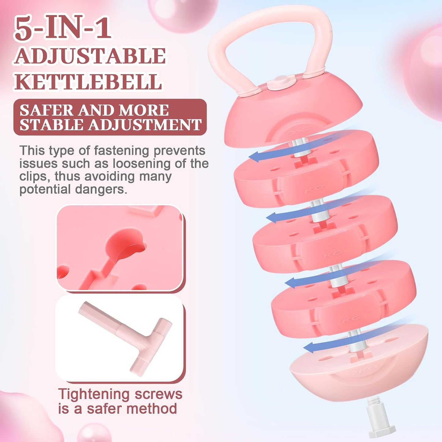 Adjustable Water Filled Kettlebell 5/8/13/17/22 lb Water Filled Kettlebells Weights Set for Home Gym, Kettle Bell Sets for Women at Home and Cross-training Exercise
