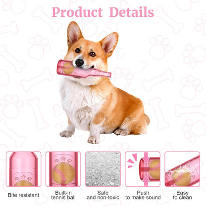 Water Bottle Dog Toy for Aggressive Chewers,Ball in Bottle Rubber Dog Toy,Cute Interactive Pet Rubber Cruncher for Dogs Aggressive Chewers Large/Medium/Small(Pink)