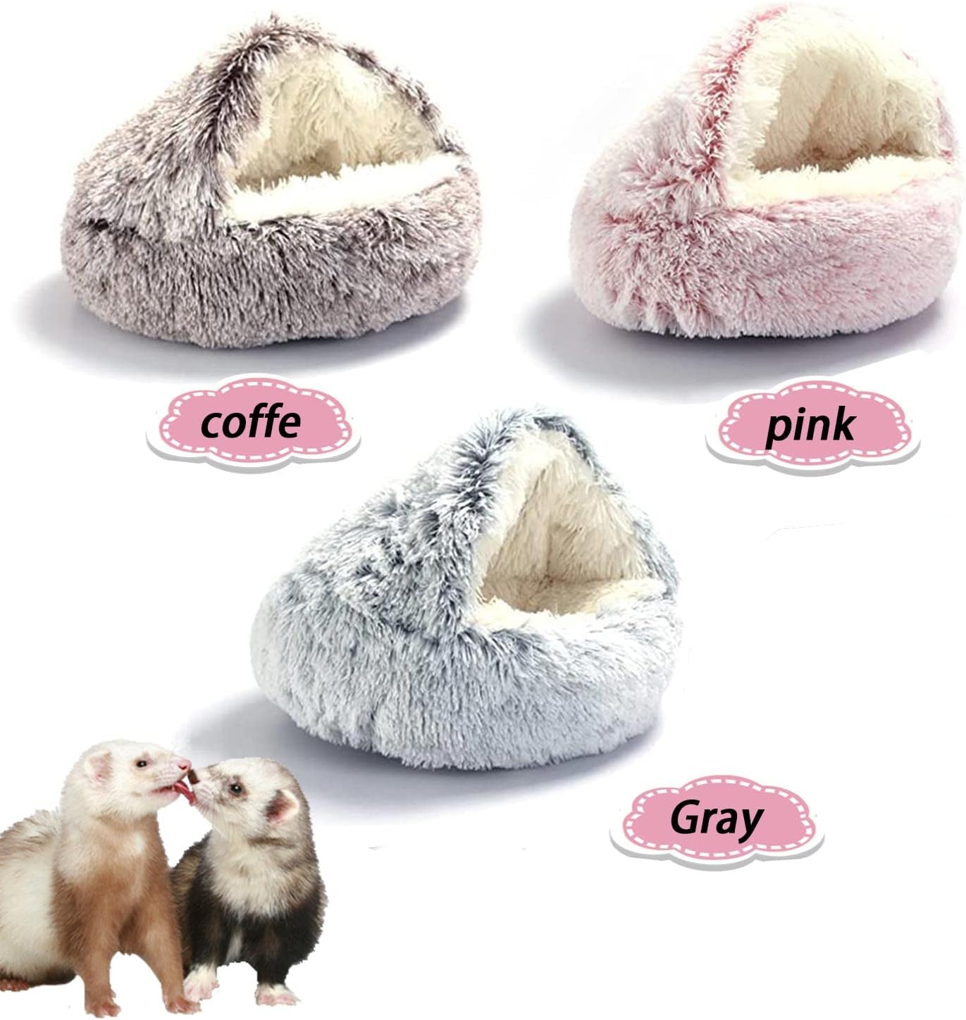 Ferret Bed Cave and Hideouts，Ferret Hideaway Bed Accessories for Cage Ferret Beds and Hideouts (Pink)