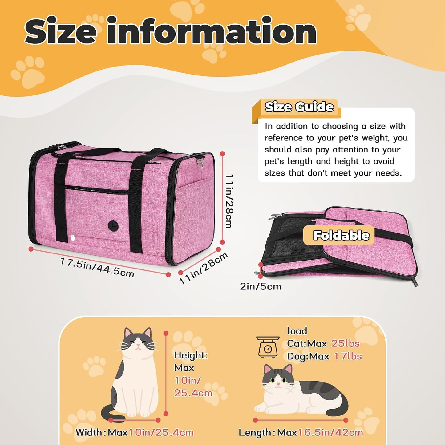 YUDODO 2 Packs 25 lbs Lightproof Soft Sided Pet Carrier for Large Cat & Small Dog Airline Approved Travel Bag Puppy Carriers with Side Pockets & Reflective Mesh, Foldable Portable Pink+Lake Blue