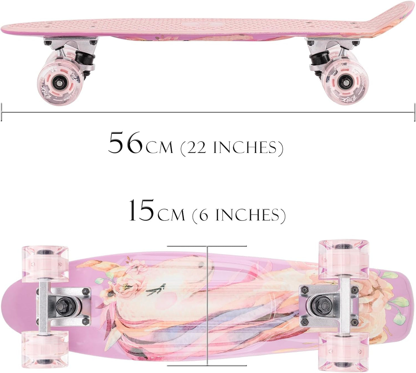 KMX Skateboard 22 and 27 Inch, Classic Mini Cruiser Skateboard for Boys, Girls, Kids, Students, Adults, Teens, Mini Cruiser Board for Beginners and Advanced