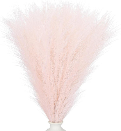 PATIKIL 17.7in Pampas Grass Decor, 50pcs Artificial Pampas Grass Bulk Fluffy Faux Pampas Grass Small Dried for Home Boho Decor Vase Wedding Wall Ground, Pink