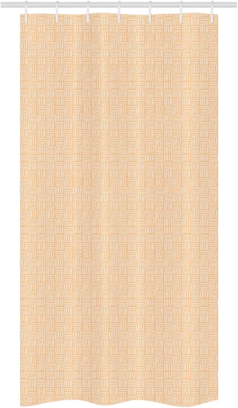 Lunarable Abstract Stall Shower Curtain, Pastel Toned Boho Modern Geometric Hand Drawn Vertical and Horizontal Stripes, Decorative Fabric Set with Hooks for Bathroom, 36" W x 72" L, Peach and White