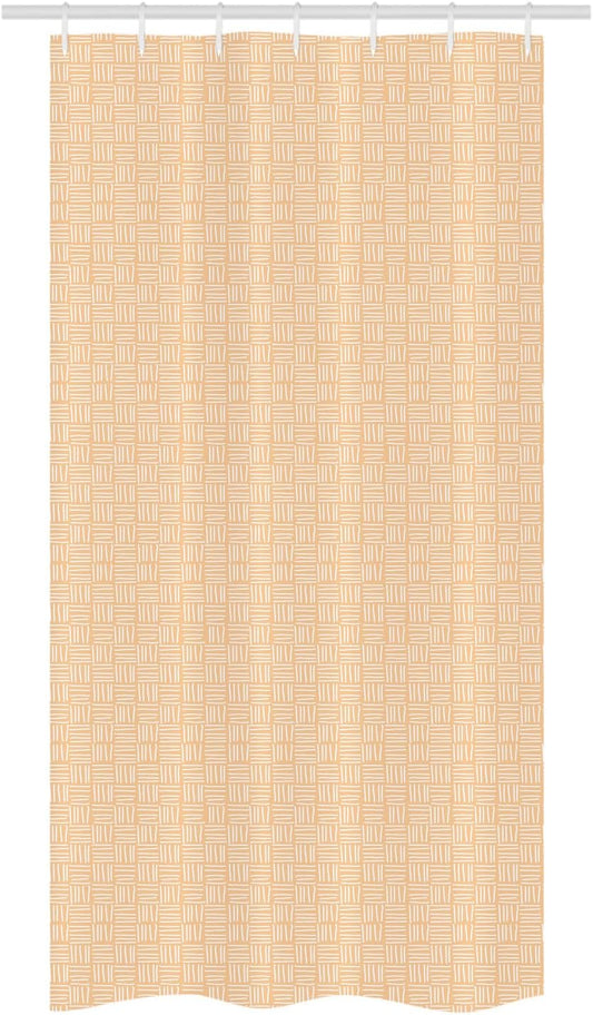 Lunarable Abstract Stall Shower Curtain, Pastel Toned Boho Modern Geometric Hand Drawn Vertical and Horizontal Stripes, Decorative Fabric Set with Hooks for Bathroom, 36" W x 72" L, Peach and White