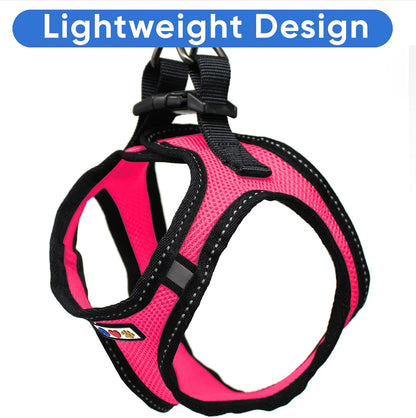 Pawtitas Dog Vest Harness Made with Breathable Air Mesh | All Weather Vest Harness for Extra Large Dogs with Quick-Release Buckle - Pink Mesh Dog Harness for Training and Walking Your Pet.