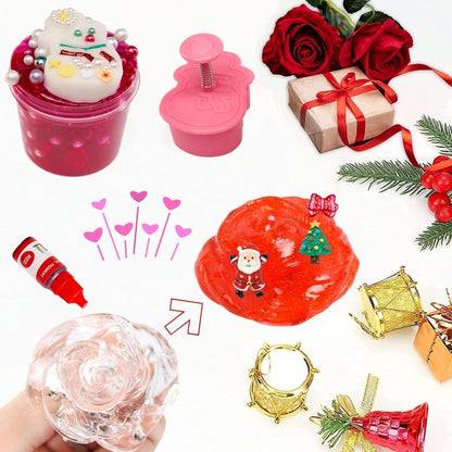 Slime Kit for Girls Surprises with DIY Slime Set - Funny Fluffy Slime Gifts Toy for Kids 4 5 6 7 8 9 10 11 12 Year Old Toddlers Boys Tweens Crunchy Clear Pink Slime Add Ins Charms