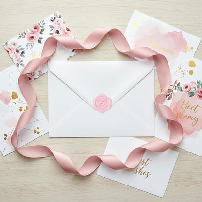 50pcs Wax Seal Stickers, Bow Envelope Seal Stickers, 3D Adhesive Antique Wax Stamp Sticker Decals for Invitation Baby Shower Greeting Cards Gift Wrapping(Pink)