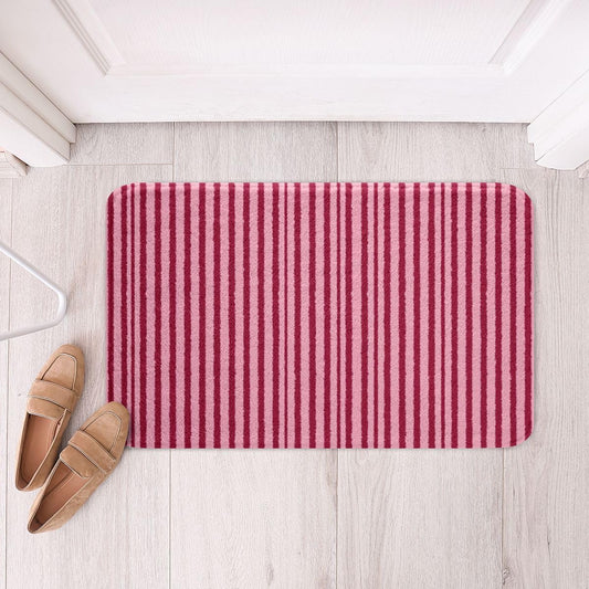 Feelyou Stripes Bathroom Rugs Pink Abstract Bath Mats Geometric Bathroom Accessories Modern Striped Art Floor Doormats 16"x24" Soft Microfiber