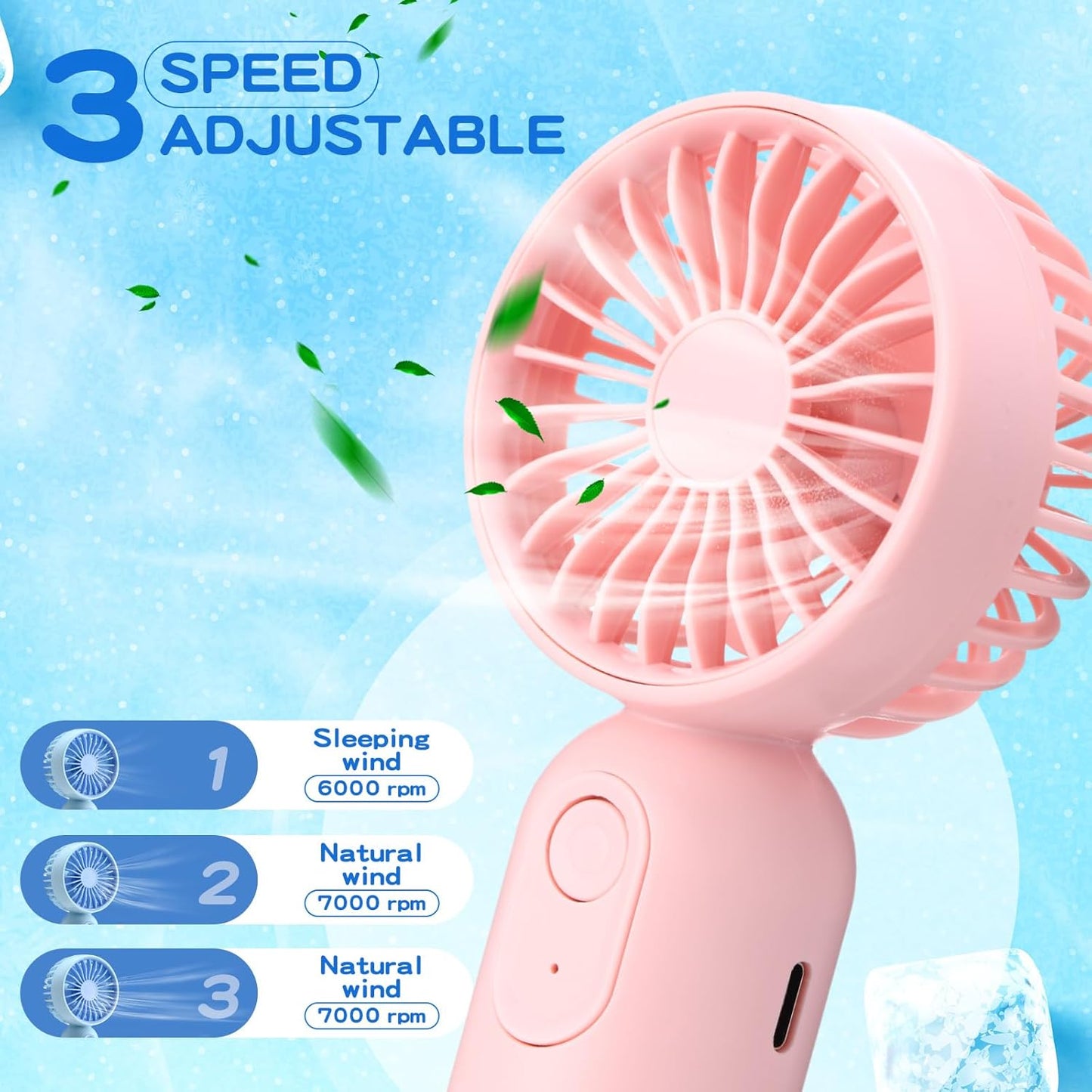 Rossesay 12 Pack Mini Portable Handheld Fan Bulk for Travel 3 Speeds, Rechargeable USB Battery Operated, Small Personal Eyelash Fans for Women Men Indoor Outdoor(Pink,Classic Style)