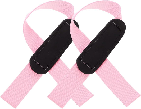 Mikinona 2pcs Pink Wrist Strap Weightlifting Wrist Support Fitness Wraps for Women Deadlift Grip Training Gym Exercise Protection