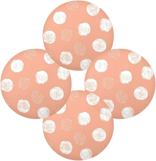 Placemats Set of 4 Peach Dot Design Round Table Mats for Kitchen and Dining Washable Place Mats Heat Resistant Table Decoration 15.4 inch