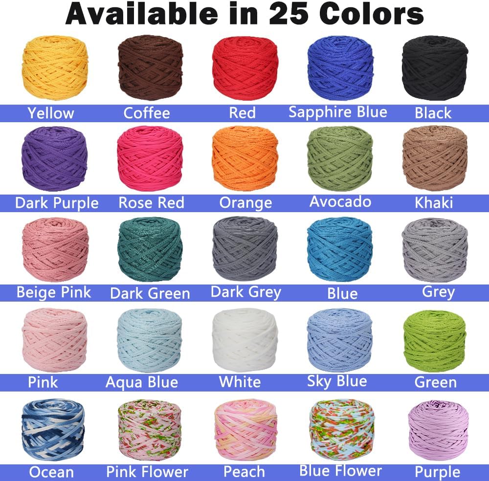 200g T-Shirt Yarn Elastic Fabric Crochet Cloth for DIY Knitting, Spaghetti Thick Knitting Yarn for Hand DIY Bag Basket Cushion Crocheting Projects,Home Decor(Peach Blossom)