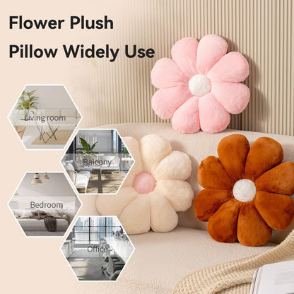 FIONOUT Pink Flower Pillow, 17.7In Daisy Pillow,Cute Floor Cushions, Room Decor & Flower Shaped Throw Pillows for Bed Couch Chair (45CM Pink)