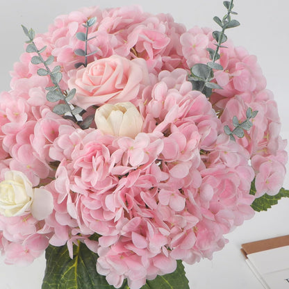 Kmise Hydrangea Artificial Flowers, 22” Real Touch Lifelike Latex Hydrangeas, Large Faux Hydrangea for Home Decor Wedding Bouquets, Pink, 3pcs
