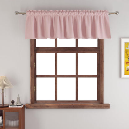 Small Tiers 1 Piece Faux Linen Textured Pink Kitchen Short Small Mini Window Curtains Valance 16 inches Length Privacy Home Decor Classic Cafe Basement Living Room/Bedroom 52W by 16L Rod Pocket