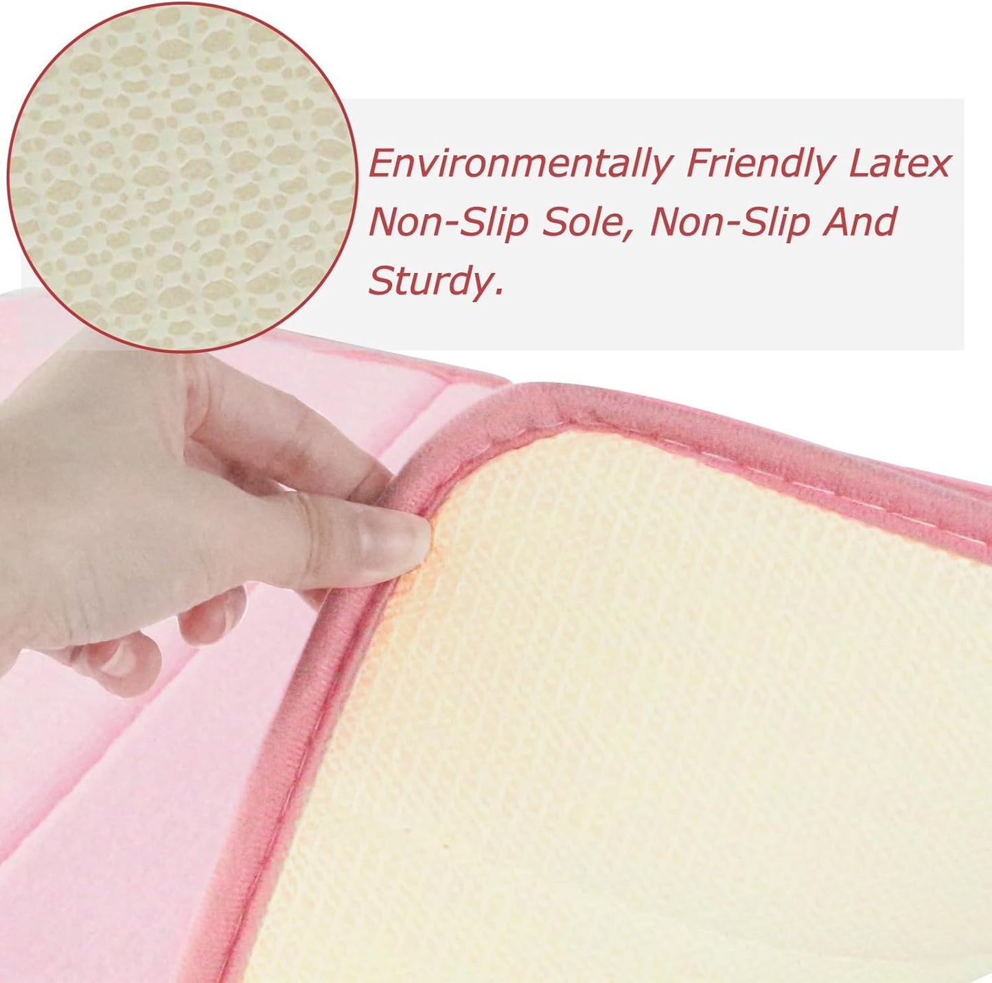 Memory Foam Bath Mat Set - Non Slip, Absorbent, Soft Bath Rug Set - Fast Drying Washable Bath Mat - Size 15.8” x 24” (2, Pink)