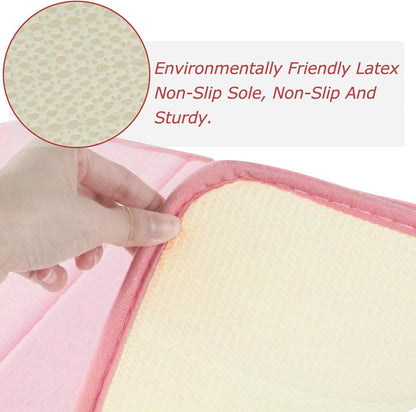 Memory Foam Bath Mat Set - Non Slip, Absorbent, Soft Bath Rug Set - Fast Drying Washable Bath Mat - Size 15.8” x 24” (2, Pink)