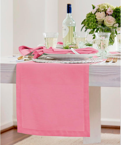 Solino Home Linen Table Runner 72 Inches Long - 100% Pure Linen Pink Carnation Table Runner 14 x 72 Inch for Summer - Fete
