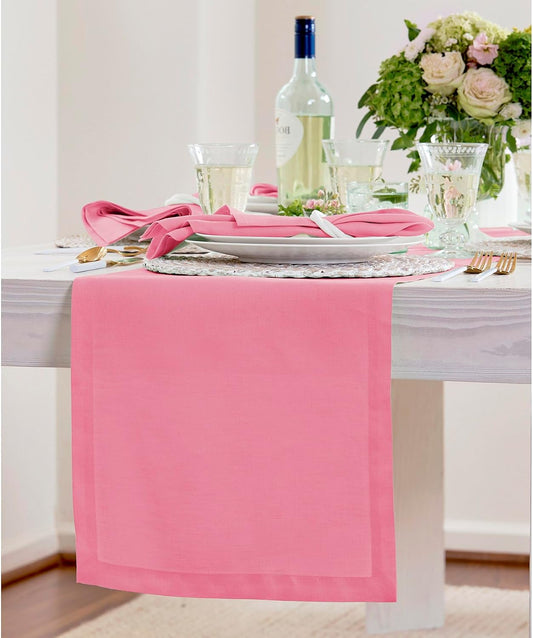 Solino Home Linen Table Runner 72 Inches Long - 100% Pure Linen Pink Carnation Table Runner 14 x 72 Inch for Summer - Fete