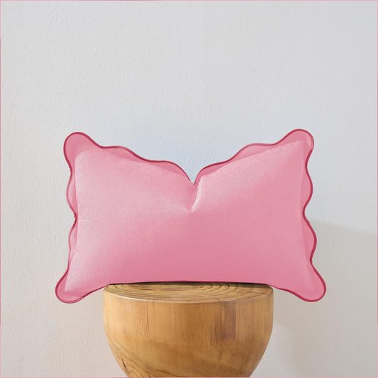 Scalloped Throw Pillow Covers | Decorative Couch Pillows | Boho Sytle for Living Room | for Valentines Day (Pink, 12x20 Inch)
