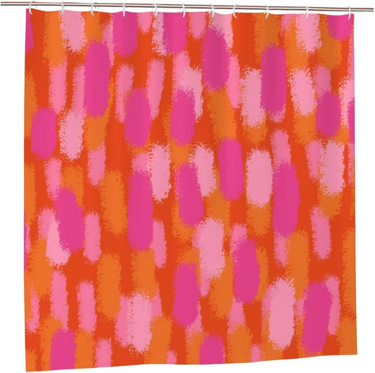 Pink Orange Paint Shower Curtain, Bathroom Abstract Decorative Shower Curtains Set with 12 Hooks, Waterproof Tub Bath Curtains for Girl Women Lovely Bath Accessories 72 x 72 in