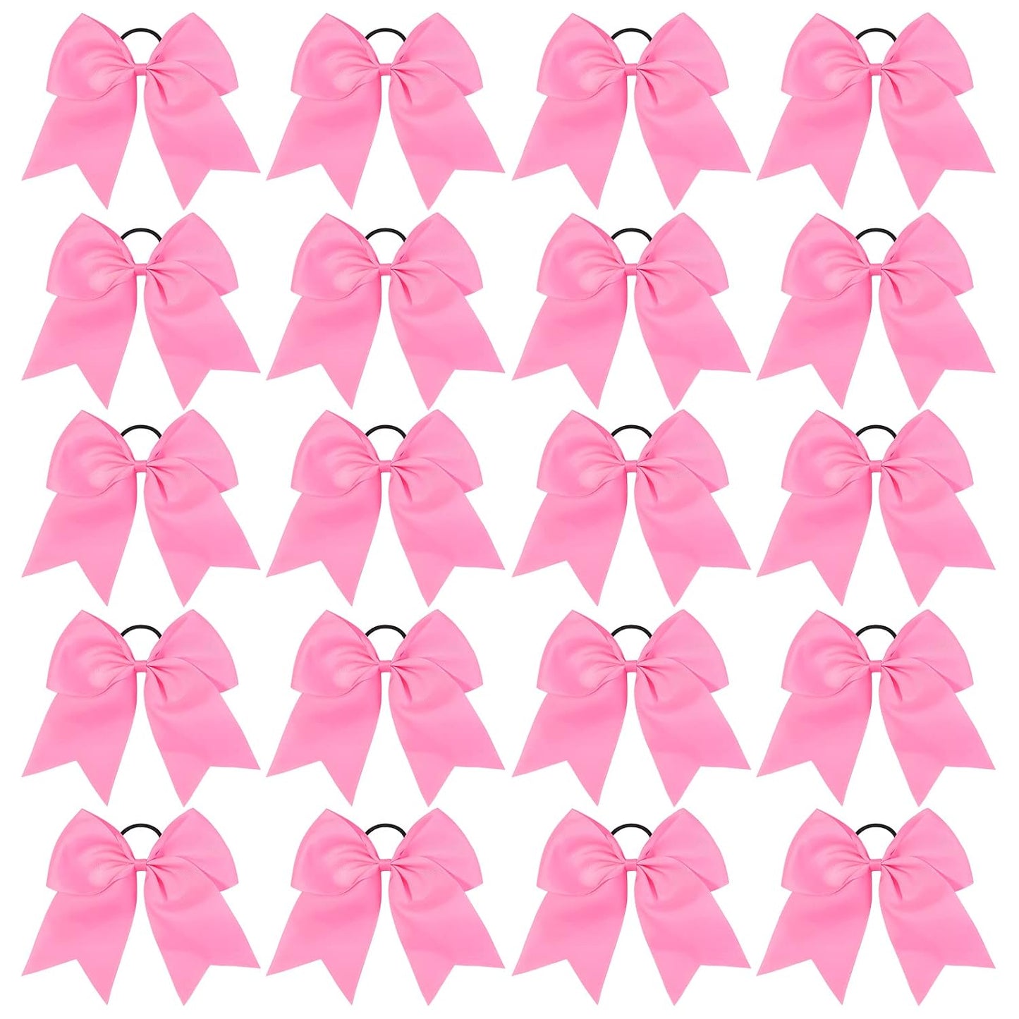 20 PCS 8 Inch Cheer Hair Bows Large Cheerleading Big Hair Bows with Ponytail Holder Hand-made Grosgrain Ribbon Hair Accessories for Teen Girls(Pink)